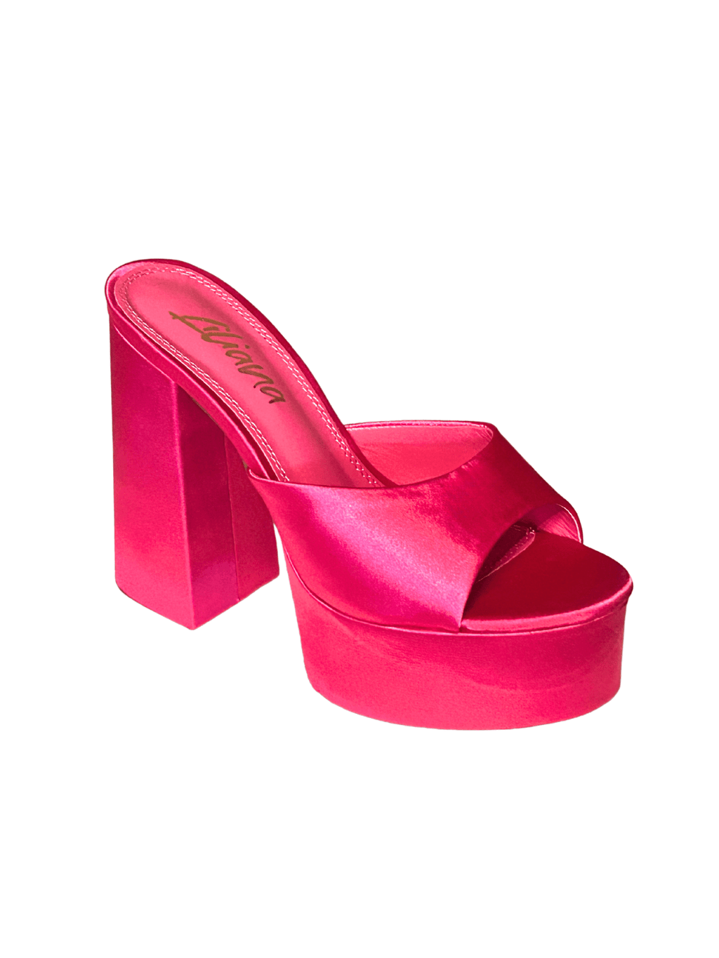 Barb Babe Pink Satin Mule 4.5 Inch Chunky Heel With Convenient Slip-On Style
