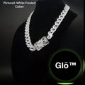Buckle Closure, White Frosted Cuban Link Chain Necklace